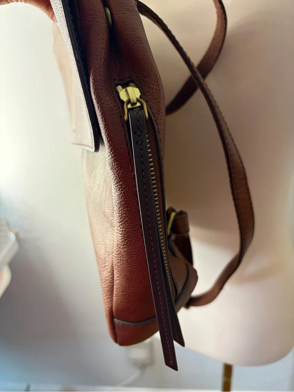Fossil Claire Chestnut Brown Leather Backpack - Picture 10 of 11
